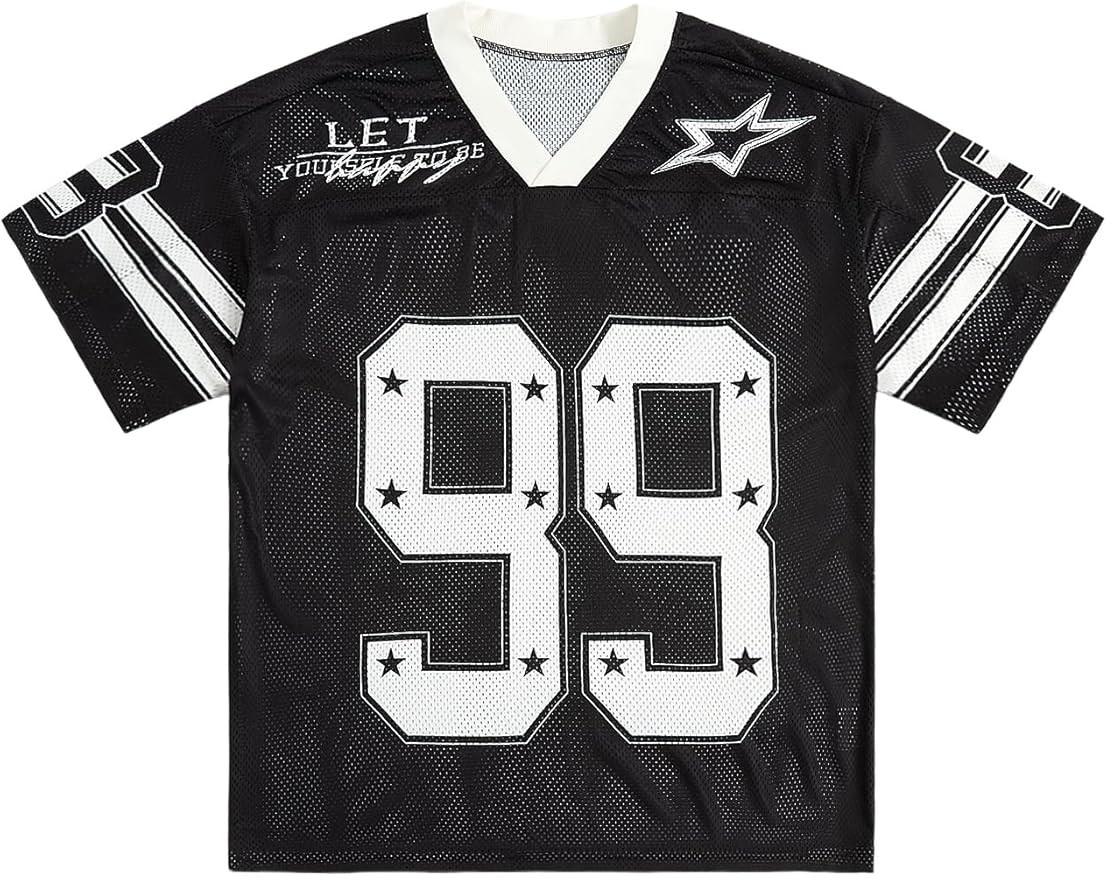 Mens Jersey Y2k Baggy Shirts Graphic Tees Oversized V Neck Tshirts Summer Tops