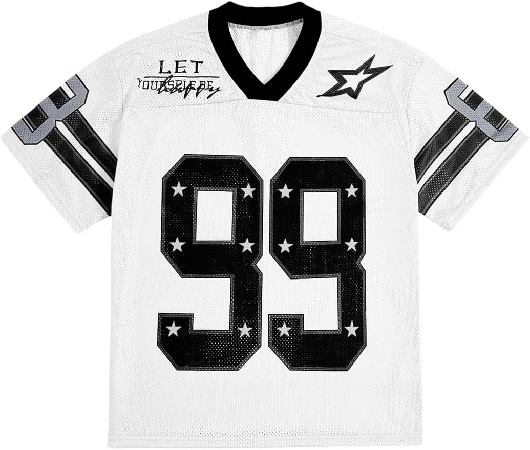 Mens Jersey Y2k Baggy Shirts Graphic Tees Oversized V Neck Tshirts Summer Tops