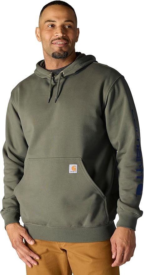 Carhartt Men's Midweight Signature Sleeve Logo Hooded Sweatshirt