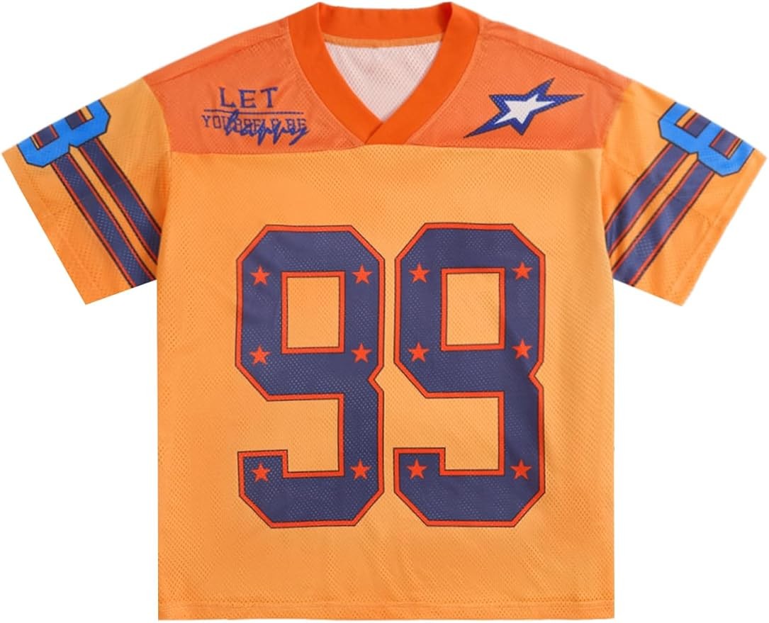 Mens Jersey Y2k Baggy Shirts Graphic Tees Oversized V Neck Tshirts Summer Tops